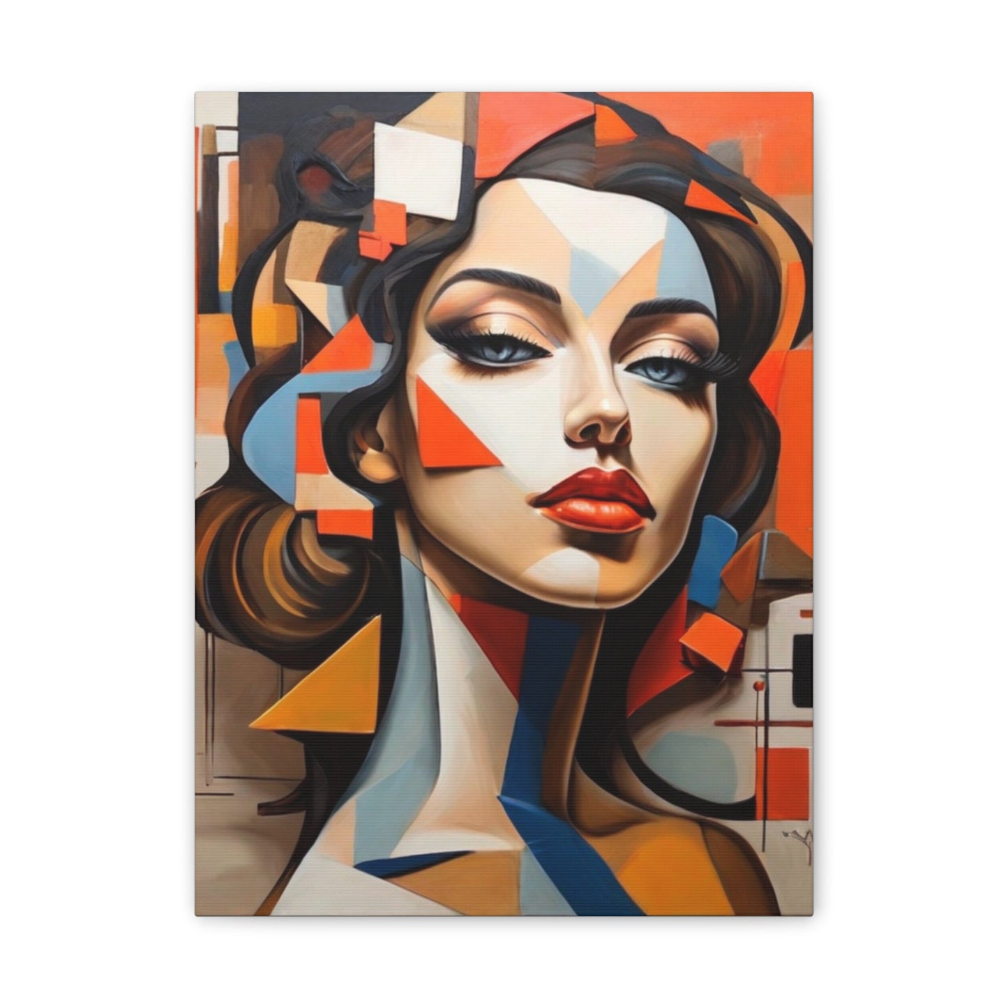 Abstract Woman Portrait Stare - Canvas Stretched