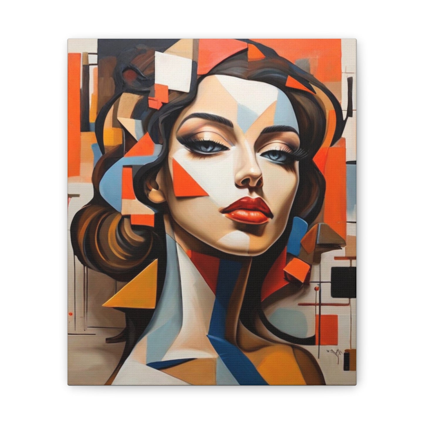 Abstract Woman Portrait Stare - Canvas Stretched