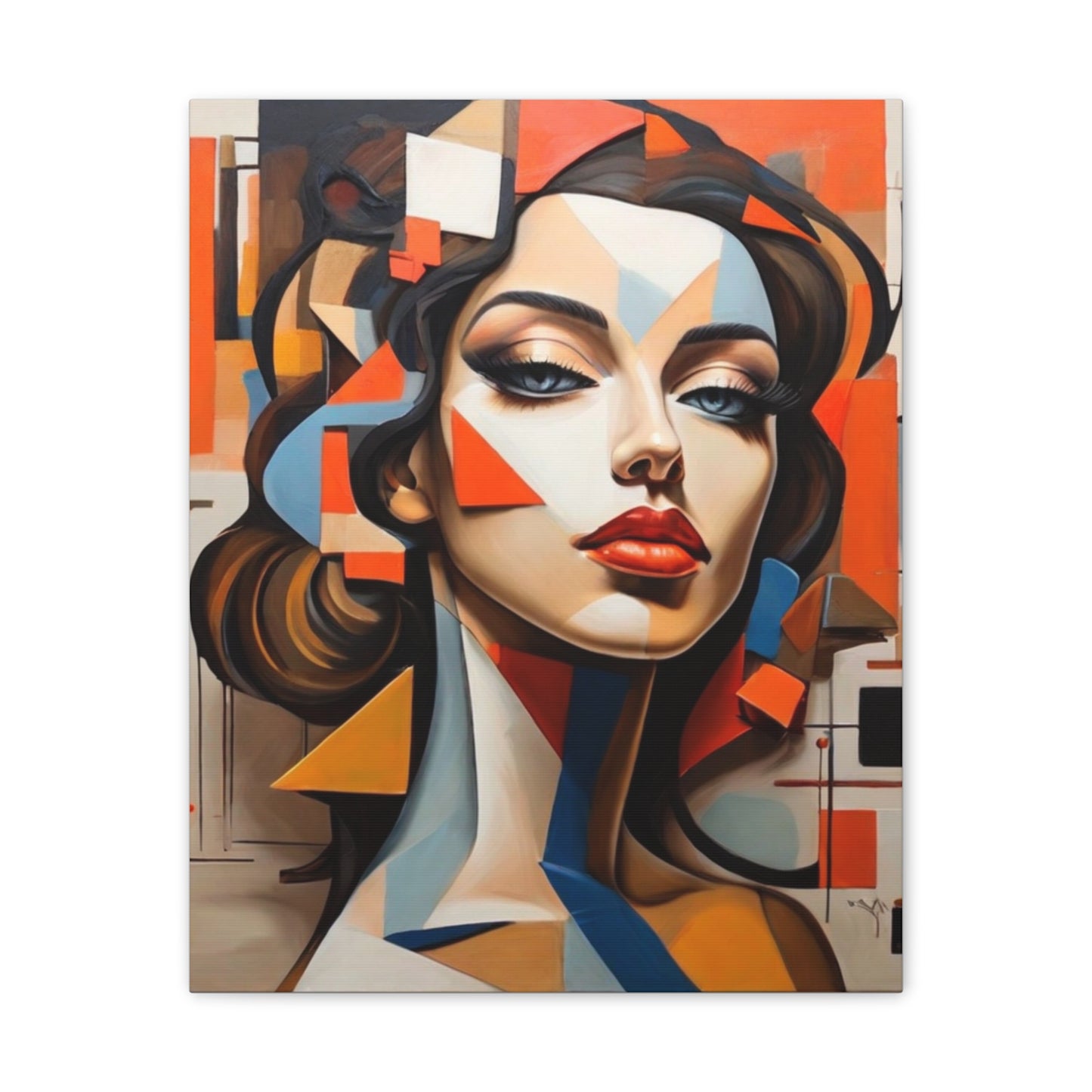 Abstract Woman Portrait Stare - Canvas Stretched